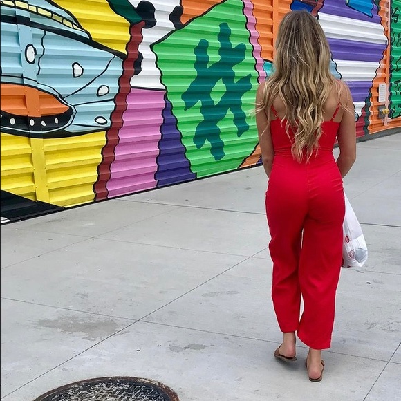 Red spaghetti strap jumpsuit! - Picture 1 of 2